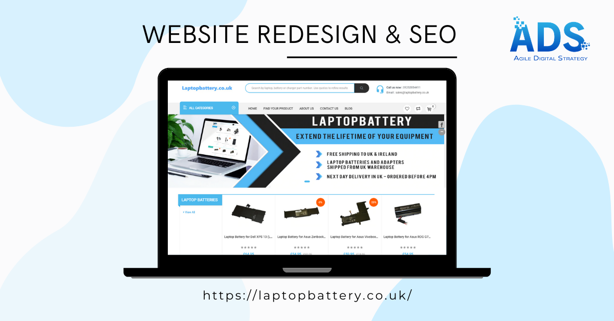 SEO & Ecommerce Website Redesign of Laptop Battery