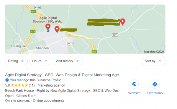 Google My Business SEO Optimization Map result