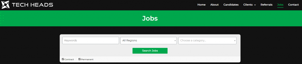 techheads job search - recruitment website design